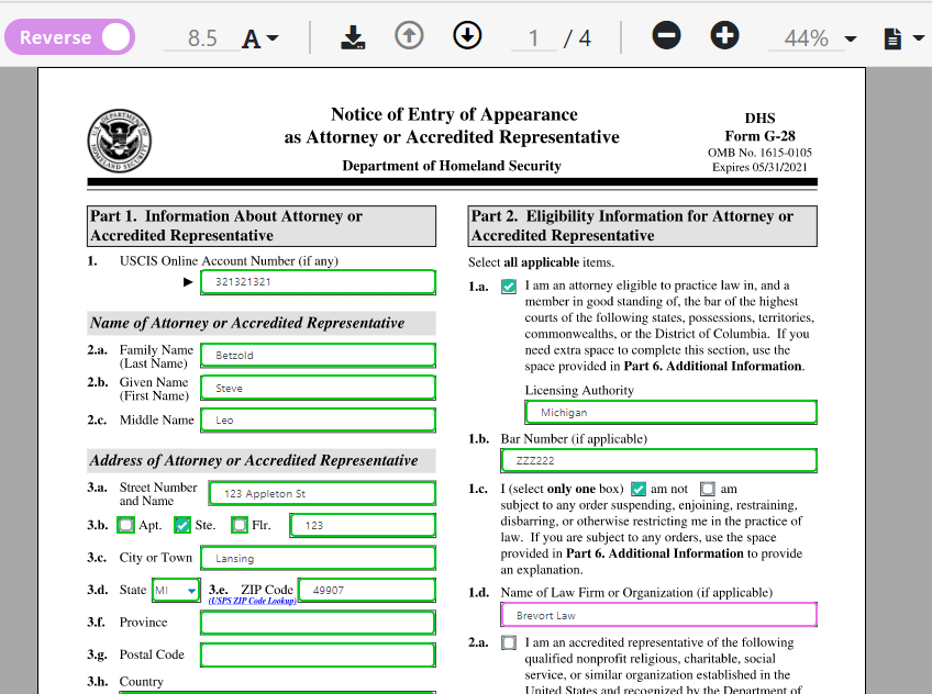 immigration form