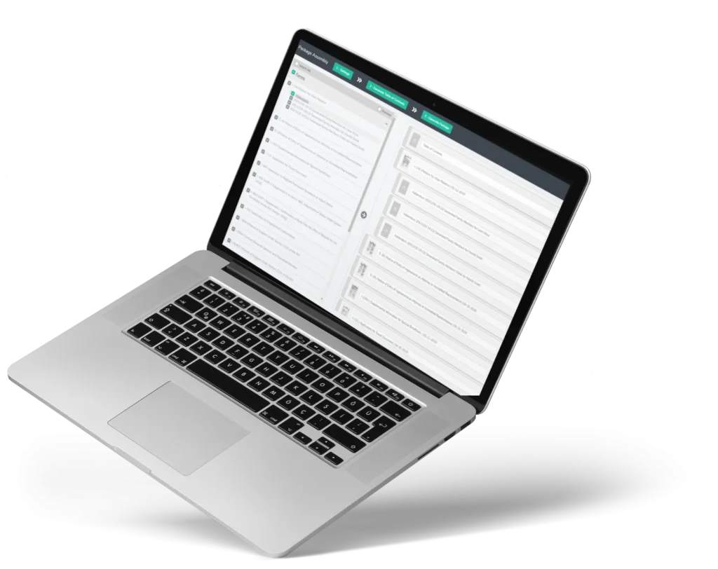 Prima.Law forms editor on a laptop