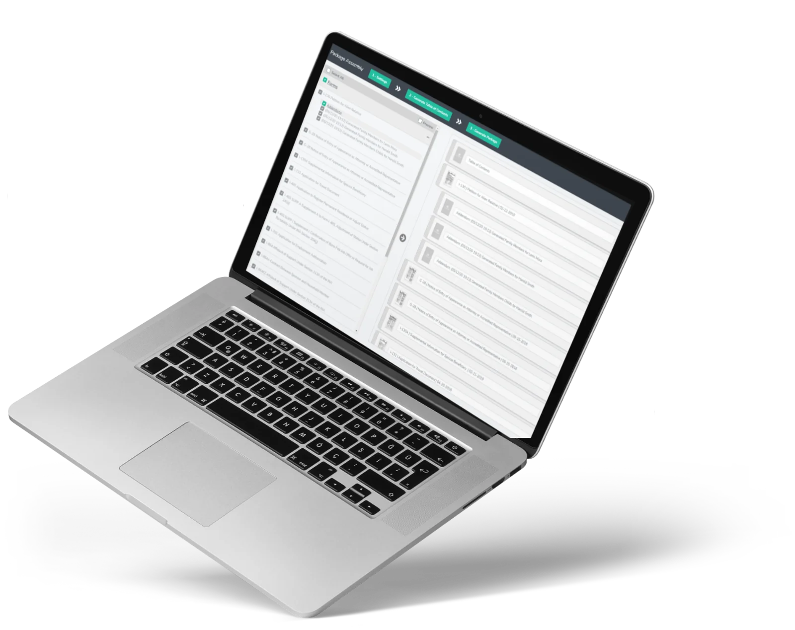 Prima.Law forms editor on a laptop