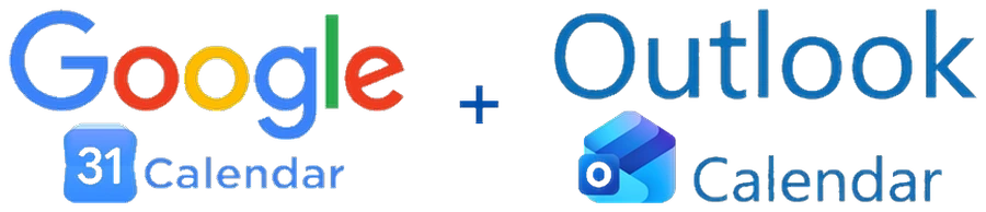Google Calendar and Outlook Calendar logos