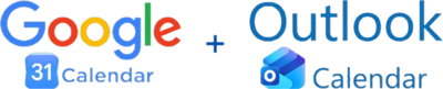 Google Calendar and Outlook Calendar logos